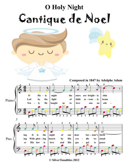 Free Sheet Music O Holy Night Easy Piano Sheet Music With Colored Notes