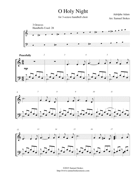 O Holy Night For 3 Octave Handbell Choir Sheet Music