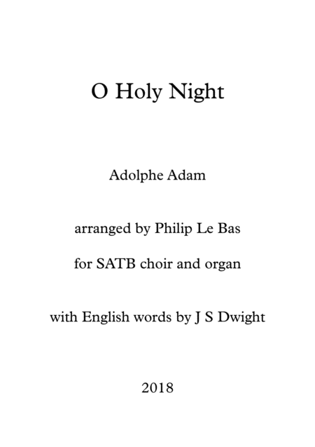 O Holy Night For Satb Choir And Organ Sheet Music