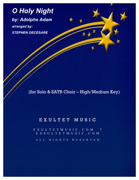 O Holy Night For Solo Satb High Medium Key Sheet Music