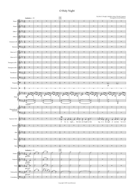 O Holy Night For Soprano Solo Choir Satb And Orchestra A3 A4 Version Sheet Music