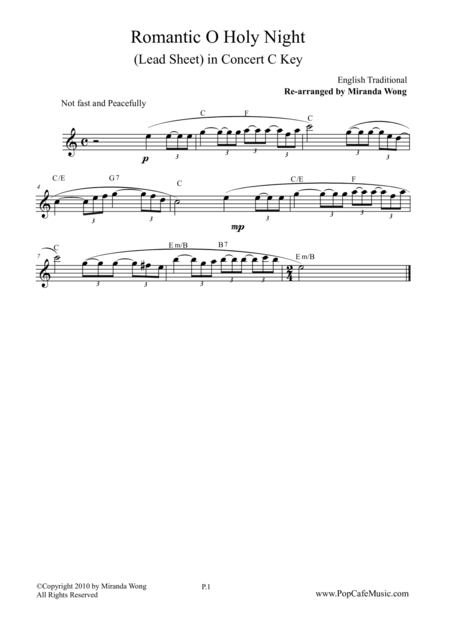 Free Sheet Music O Holy Night Lead Sheet In C Key