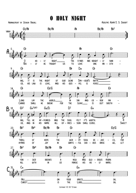 Free Sheet Music O Holy Night Lead Sheet