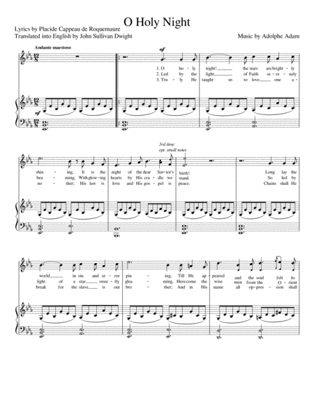 O Holy Night Original Version High Voice Key Eb Sheet Music