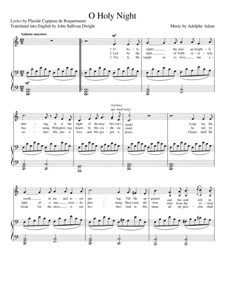 O Holy Night Original Version Medium Voice Key C Sheet Music