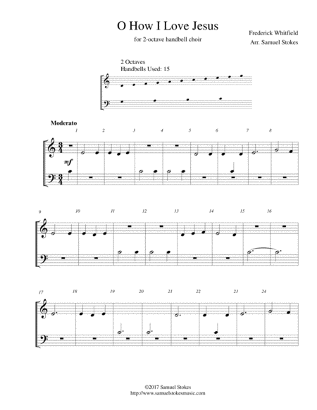 Free Sheet Music O How I Love Jesus For 2 Octave Handbell Choir