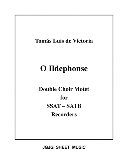 O Ildephonse For Recorder Octet Sheet Music