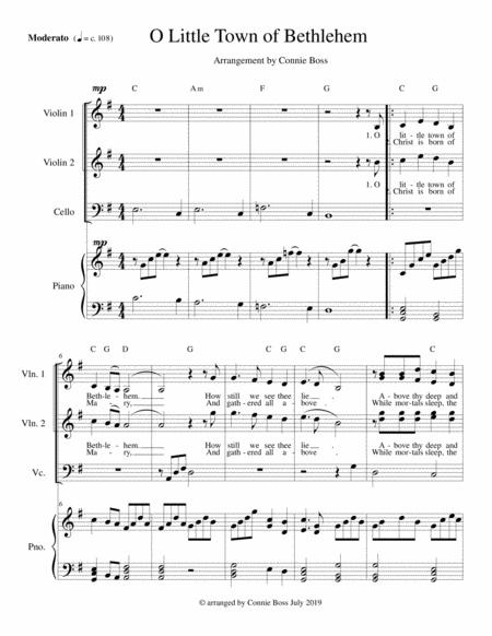 Free Sheet Music O Little Town Of Bethlehem Strings And Piano