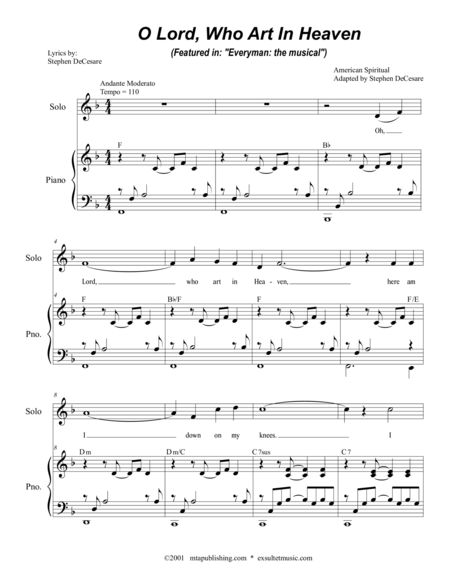 O Lord Who Art In Heaven Sheet Music