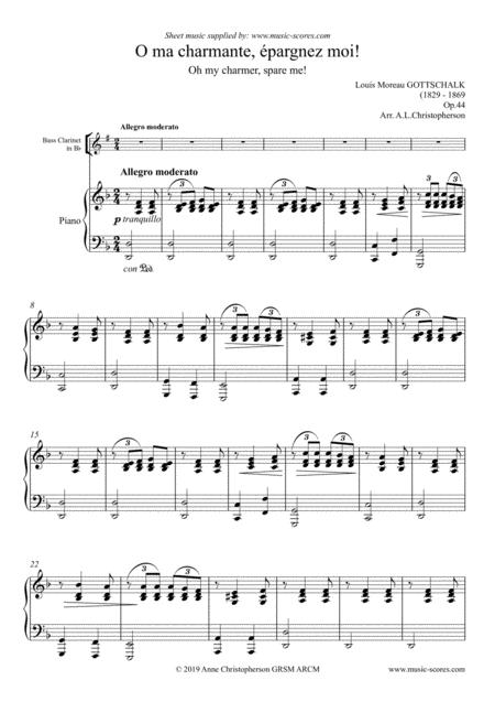 Free Sheet Music O Ma Charmante Pargnez Moi Bass Clarinet And Piano