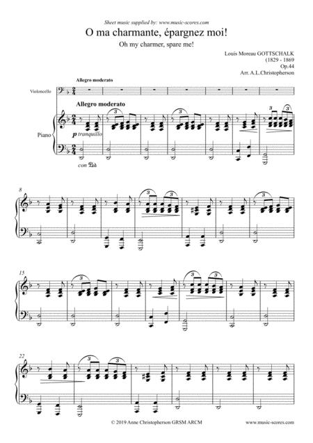 O Ma Charmante Pargnez Moi Cello And Piano Sheet Music