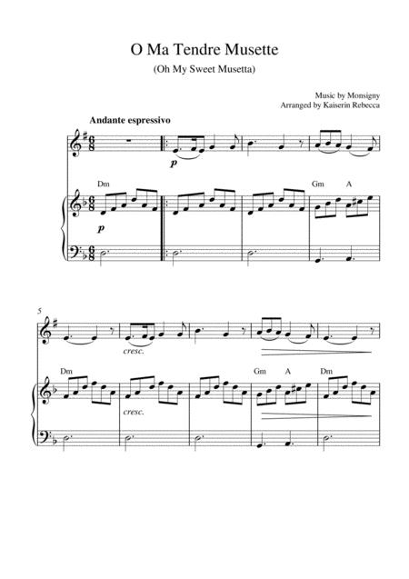 O Ma Tendre Musette Oh My Sweet Musetta Tenor Sax Solo And Piano Accompaniment Sheet Music