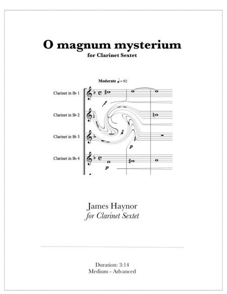 O Magnum Mysterium For Clarinet Sextet Sheet Music