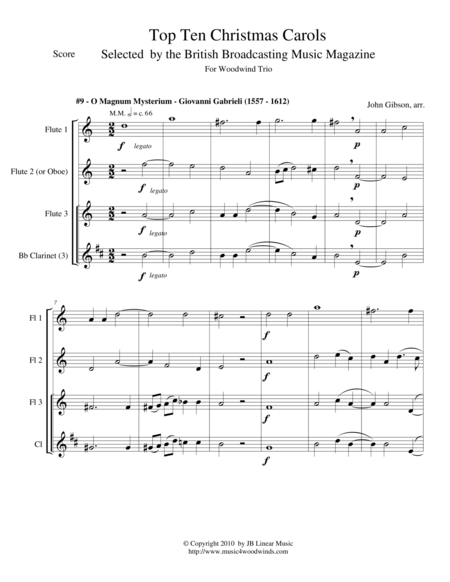 Free Sheet Music O Magnum Mysterium Gabrieli For Woodwind Trio