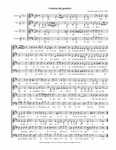 O Maria Dei Genitrix Canali Satb Aatb Or Attb Sheet Music