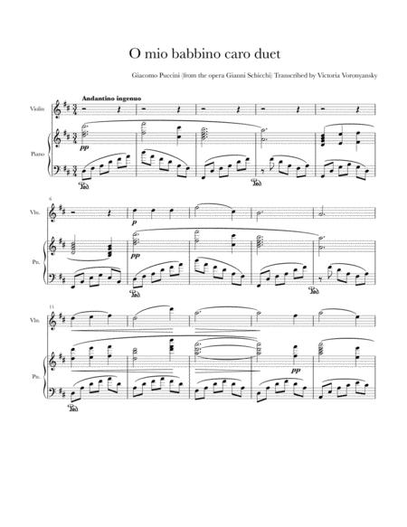 O Mio Babbino Caro For Violin And Piano Sheet Music