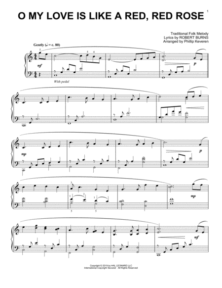 O My Love Is Like A Red Red Rose Arr Phillip Keveren Sheet Music