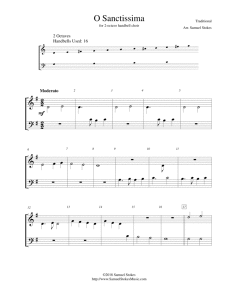 O Sanctissima For 2 Octave Handbell Choir Sheet Music