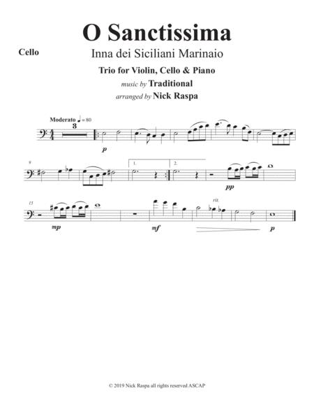 O Sanctissima Piano Trio Cello Part Sheet Music