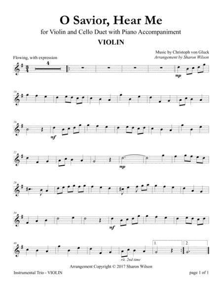Free Sheet Music O Savior Hear Me For Violin And Cello Duet With Piano Accompaniment