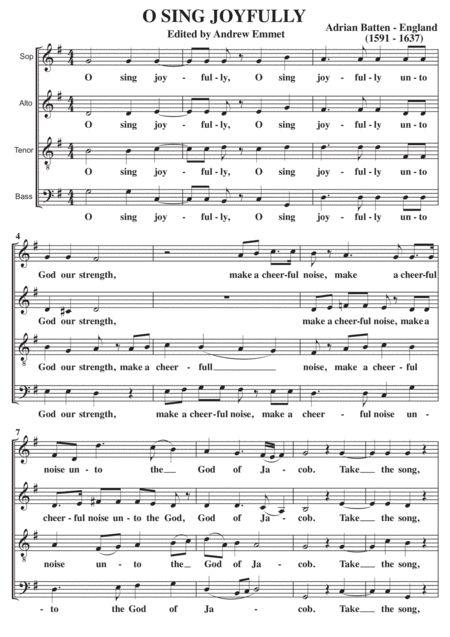 Free Sheet Music O Sing Joyfully Adrian Batten