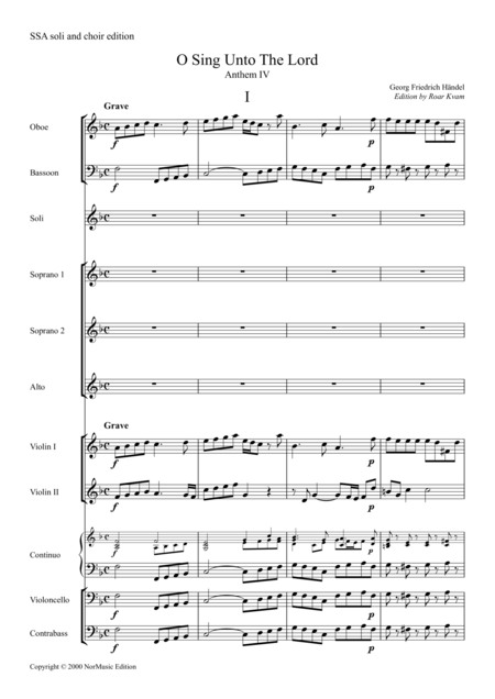 O Sing Unto The Lord Anthem Iv Full Score Sheet Music