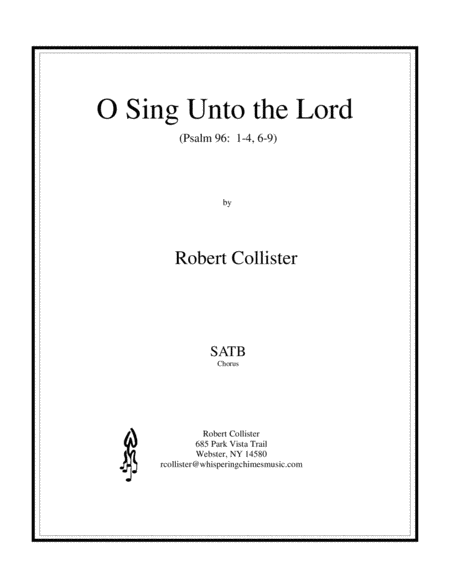 Free Sheet Music O Sing Unto The Lord From Psalm 96