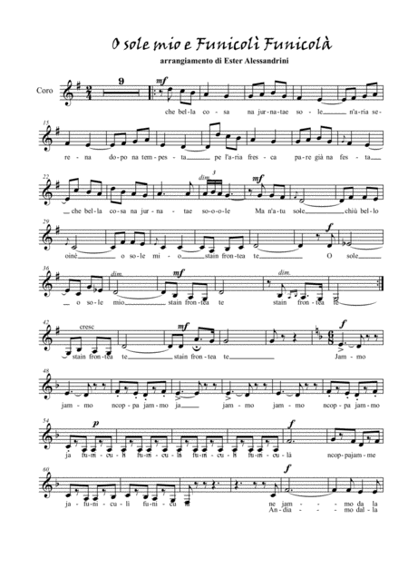 O Sole Mio Funicul Funicul Voce E Pianoforte Sheet Music