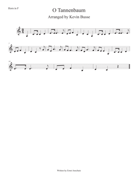 Free Sheet Music O Tannenbaum Easy Key Of C Horn In F
