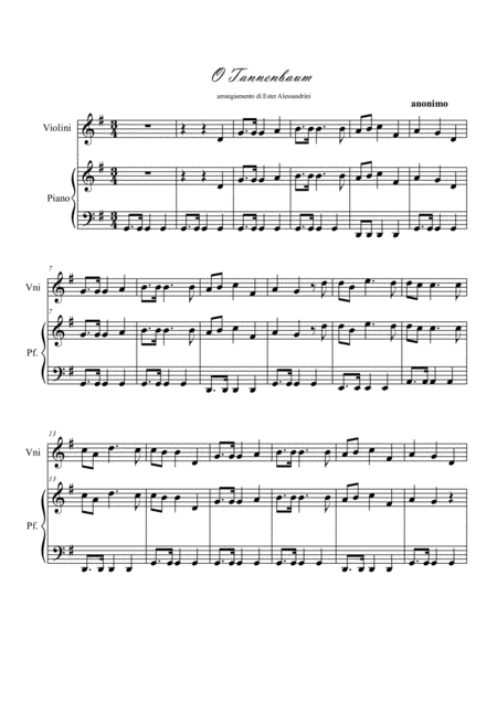Free Sheet Music O Tannenbaum Violino E Piano