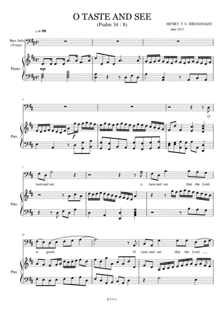 O Taste And See Bass Solo Sheet Music