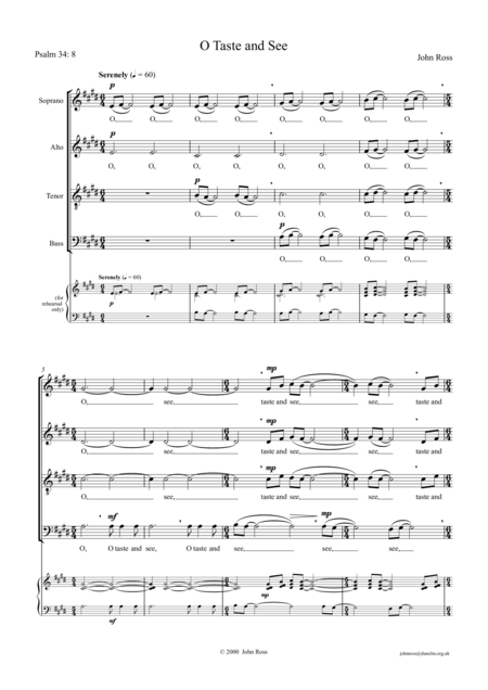 Free Sheet Music O Taste And See