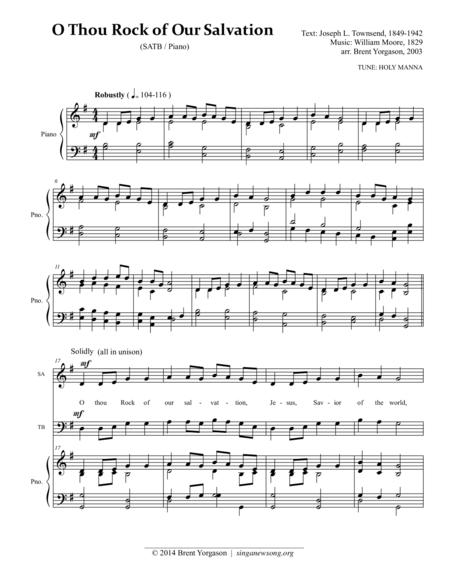 O Thou Rock Of Our Salvation Sheet Music