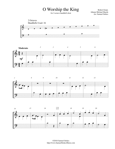 O Worship The King For 2 Octave Handbell Choir Sheet Music