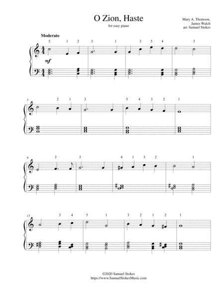 Free Sheet Music O Zion Haste O Christians Haste For Easy Piano