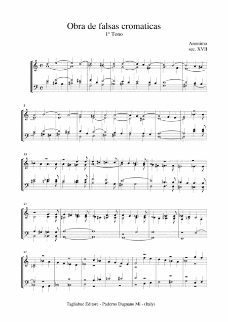 Obra De Falsas Cromaticas Anonynus For Organ Sheet Music