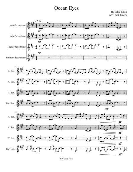 Free Sheet Music Ocean Eyes Aatb