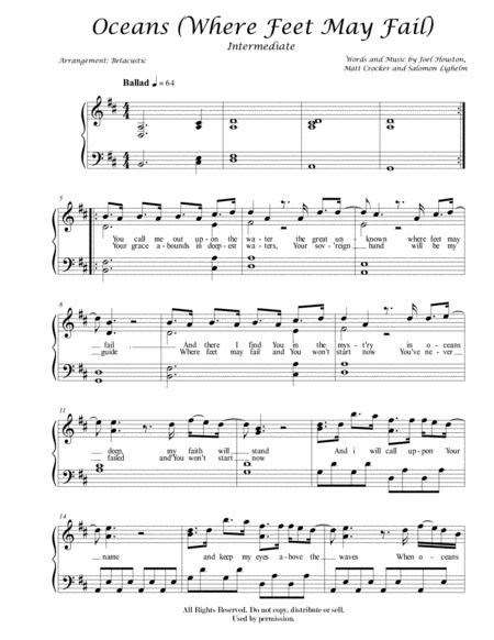 Free Sheet Music Oceans Where Feet May Fail Hillsong Worship Sheet Music Intermediate