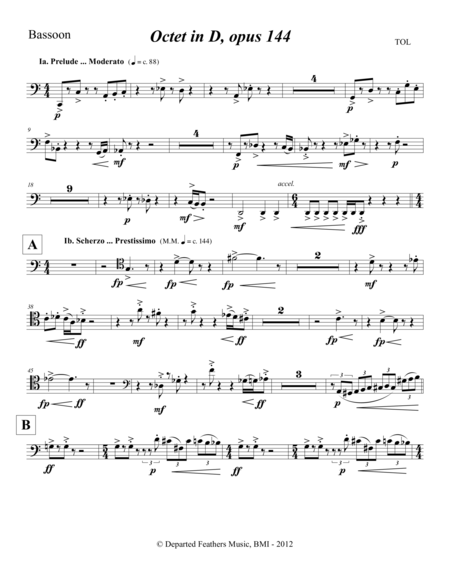 Octet In D Opus 144 2012 Bassoon Part Sheet Music