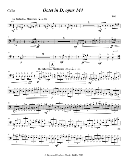 Free Sheet Music Octet In D Opus 144 2012 Cello Part