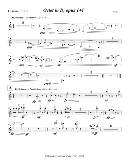 Octet In D Opus 144 2012 Clarinet Part Sheet Music