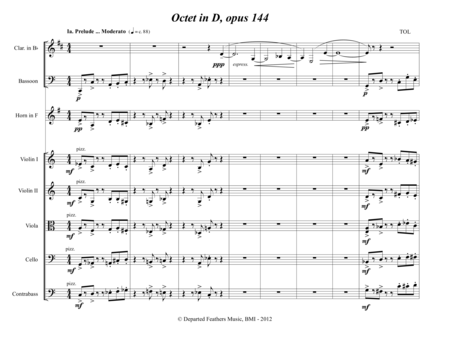 Octet In D Opus 144 2012 Full Score Sheet Music