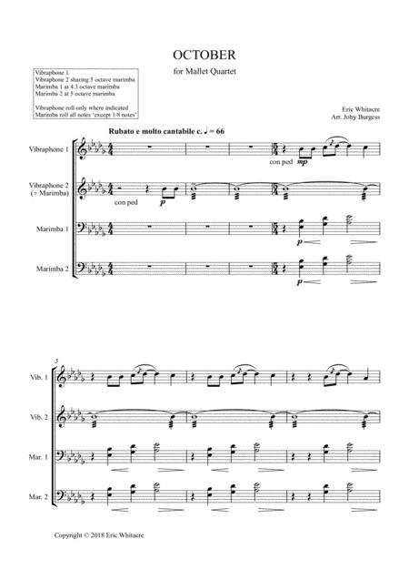 Free Sheet Music October Alleluia For Mallet Quartet Arr Joby Burgess Full Score