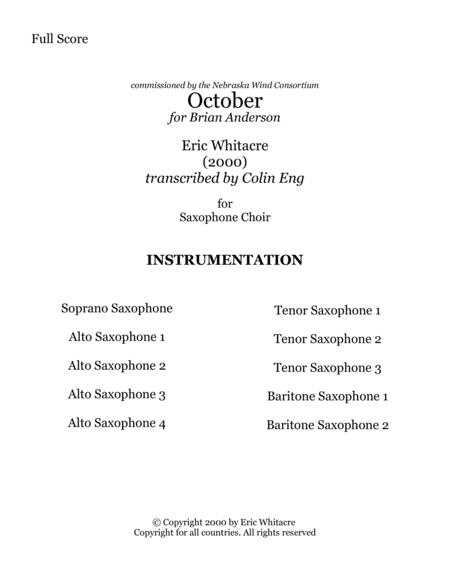 Free Sheet Music October For Saxophone Ensemble