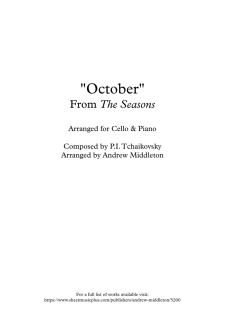 October From The Seasons Arranged For Cello And Piano Sheet Music