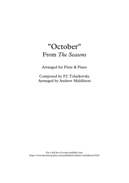 October From The Seasons Arranged For Flute And Piano Sheet Music