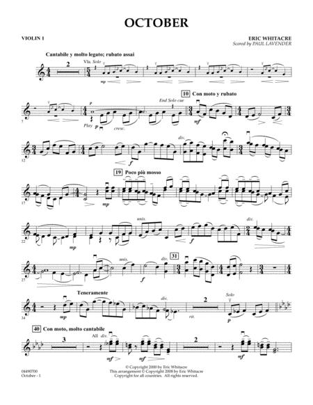 Free Sheet Music October Violin 1 Arr Paul Lavender