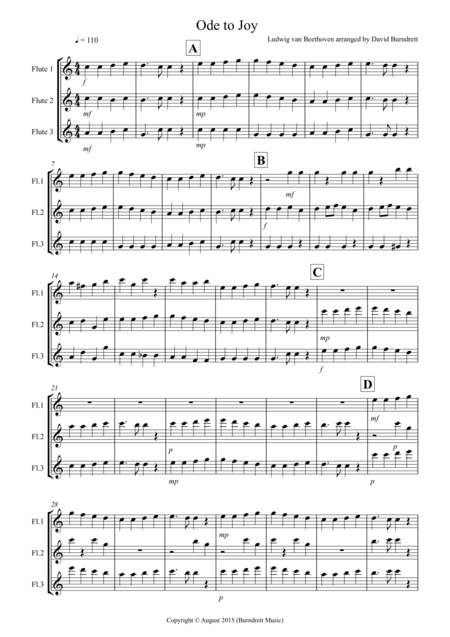 Free Sheet Music Ode To Joy For Flute Trio