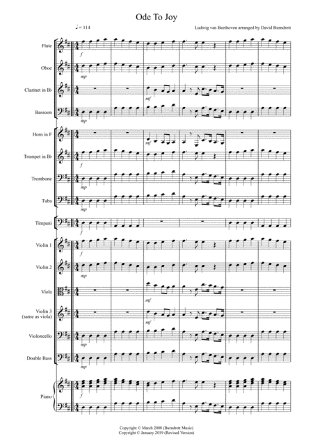 Free Sheet Music Ode To Joy For School Orchestra