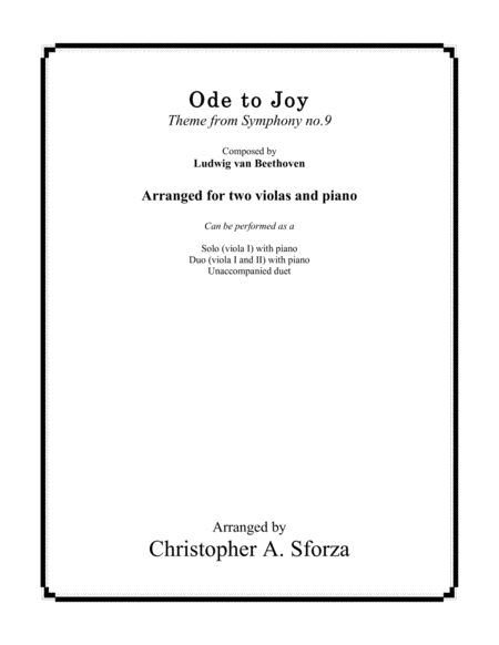 Free Sheet Music Ode To Joy For Two Violas And Piano